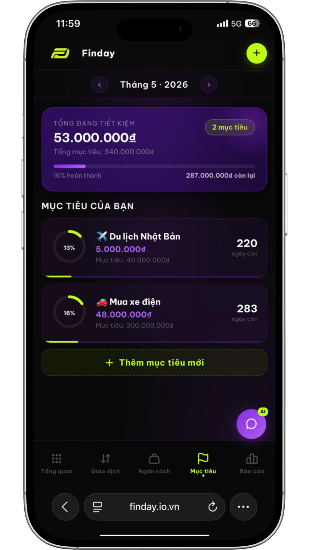 Finday mục tiêu tiết kiệm